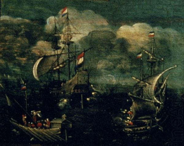 VROOM, Hendrick Cornelisz. Ship battle china oil painting image